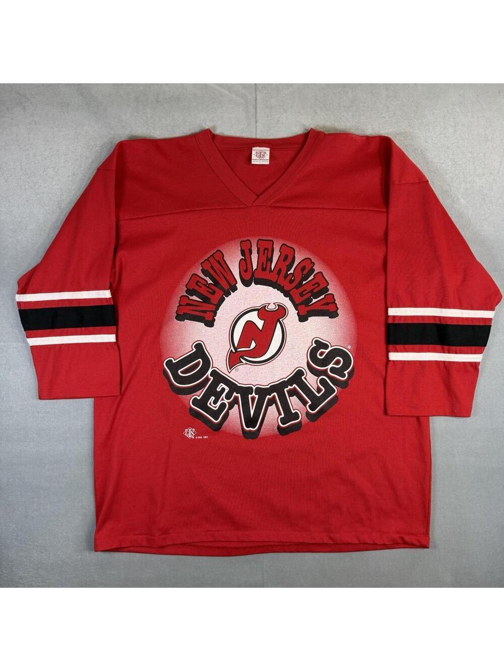 VTG 90s New Jersey Devils Hockey Jersey Shirt Mens XL Red USA Single Stitch 1993